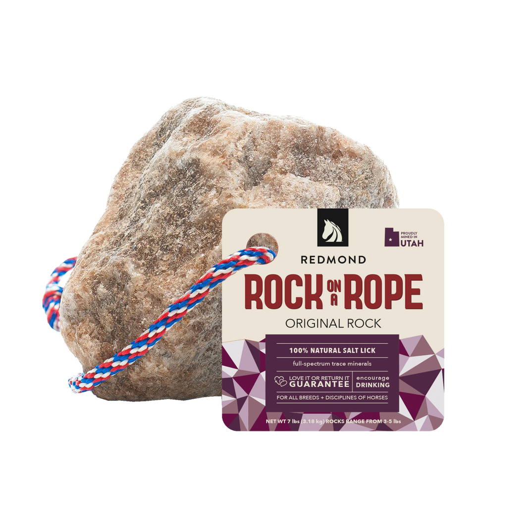 Redmond Rock® on a Rope - Mined Horse Salt Lick